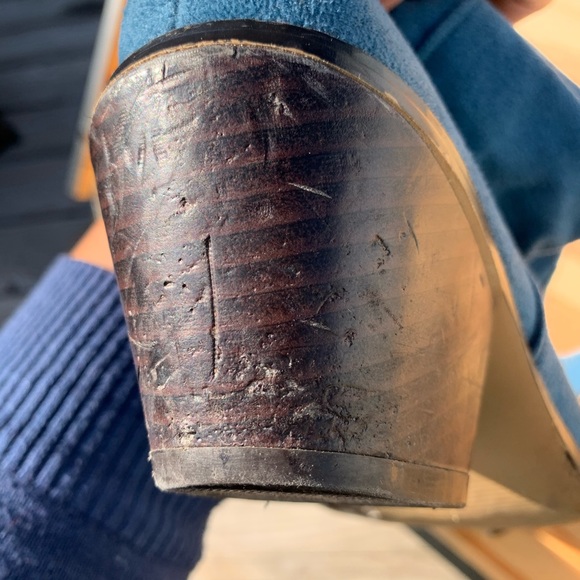 Arizonatel Blue Suede Slouch Western Boots Size 6 - Picture 8 of 9